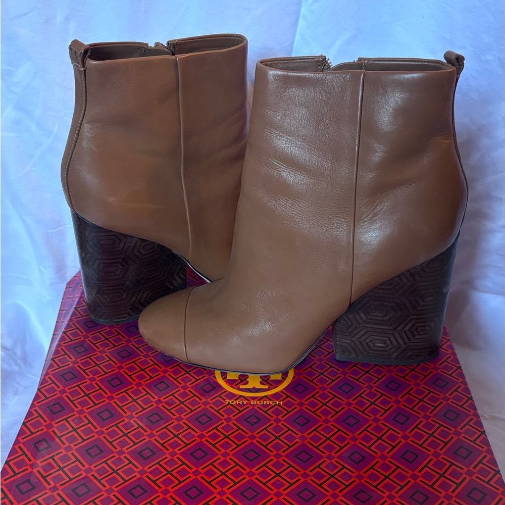 Tory Burch Tan Leather Ankle Booties